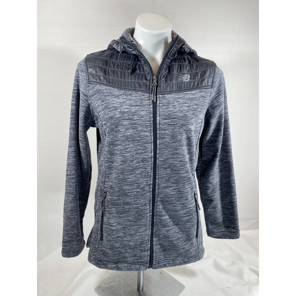 New Balance Full Zip Fleece Hoodie Jacket Women's Medium Gray Activewear Apparel